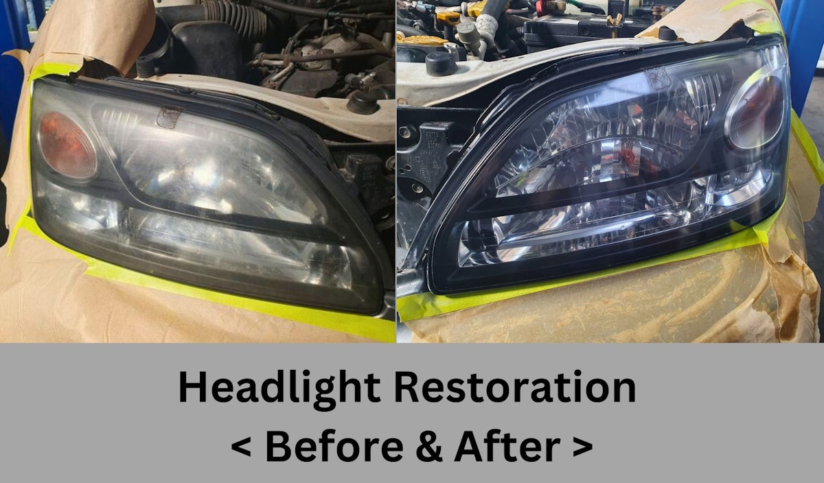 Headlight restoration at Baker's Air Conditioning and Mechanical